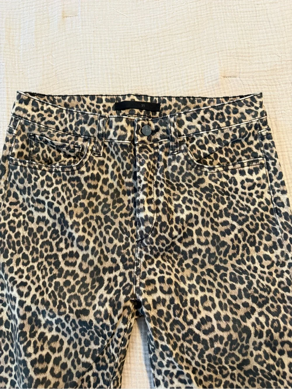 Joe’s Jeans Leopard Print High Rise Crop Boot Cut Jeans - Black/Tan - Picture 3 of 8